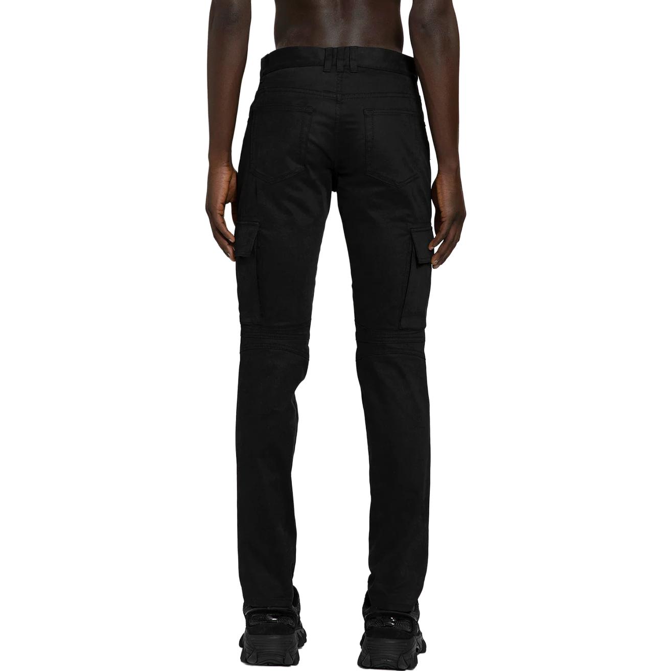 Shop BALMAIN SS23 修身直筒黑色牛仔褲 BH1MH016-CD96-0PA