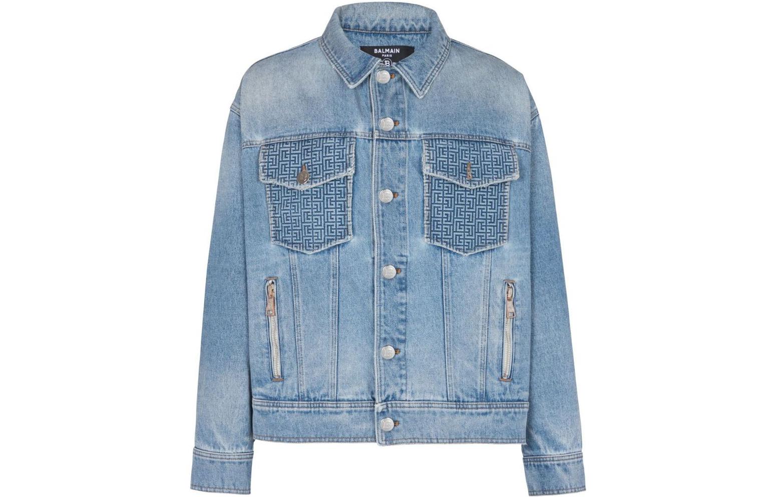 BALMAIN SS23  Washed Denim Jacket Single-Breasted Blue. AH1TC145DD09-6FF
