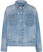 Order BALMAIN SS23 Washed Denim Jacket Single-Breasted Blue. AH1TC145DD09-6FF