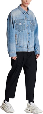 발망 SS23 워시드 싱글 브레스티드 블루 데님 자켓. AH1TC145DD09-6FF Purchase 발망 SS23 워시드 싱글 브레스티드 블루 데님 자켓. AH1TC145DD09-6FF