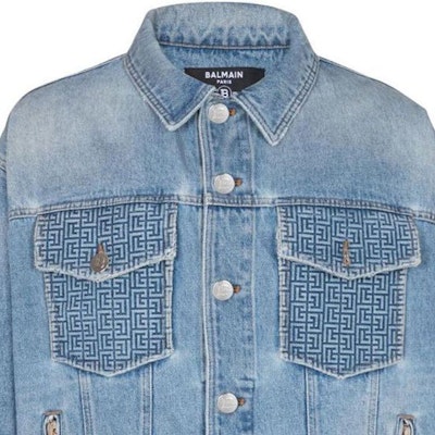 발망 SS23 워시드 싱글 브레스티드 블루 데님 자켓. AH1TC145DD09-6FF Details for 발망 SS23 워시드 싱글 브레스티드 블루 데님 자켓. AH1TC145DD09-6FF