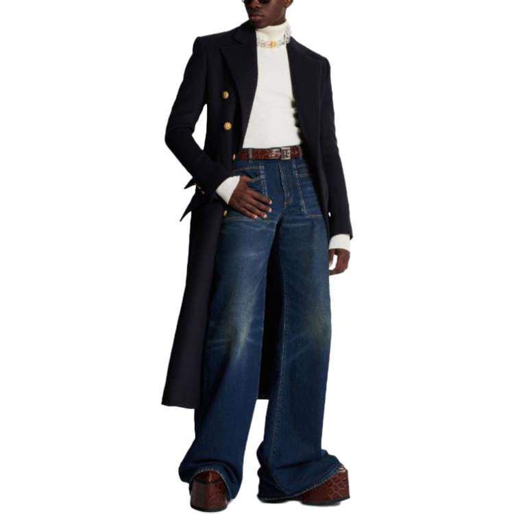 Shop 발망 SS23 화이트 하이넥 니트 풀오버 스웨터 BH1KH015KE93-0KA