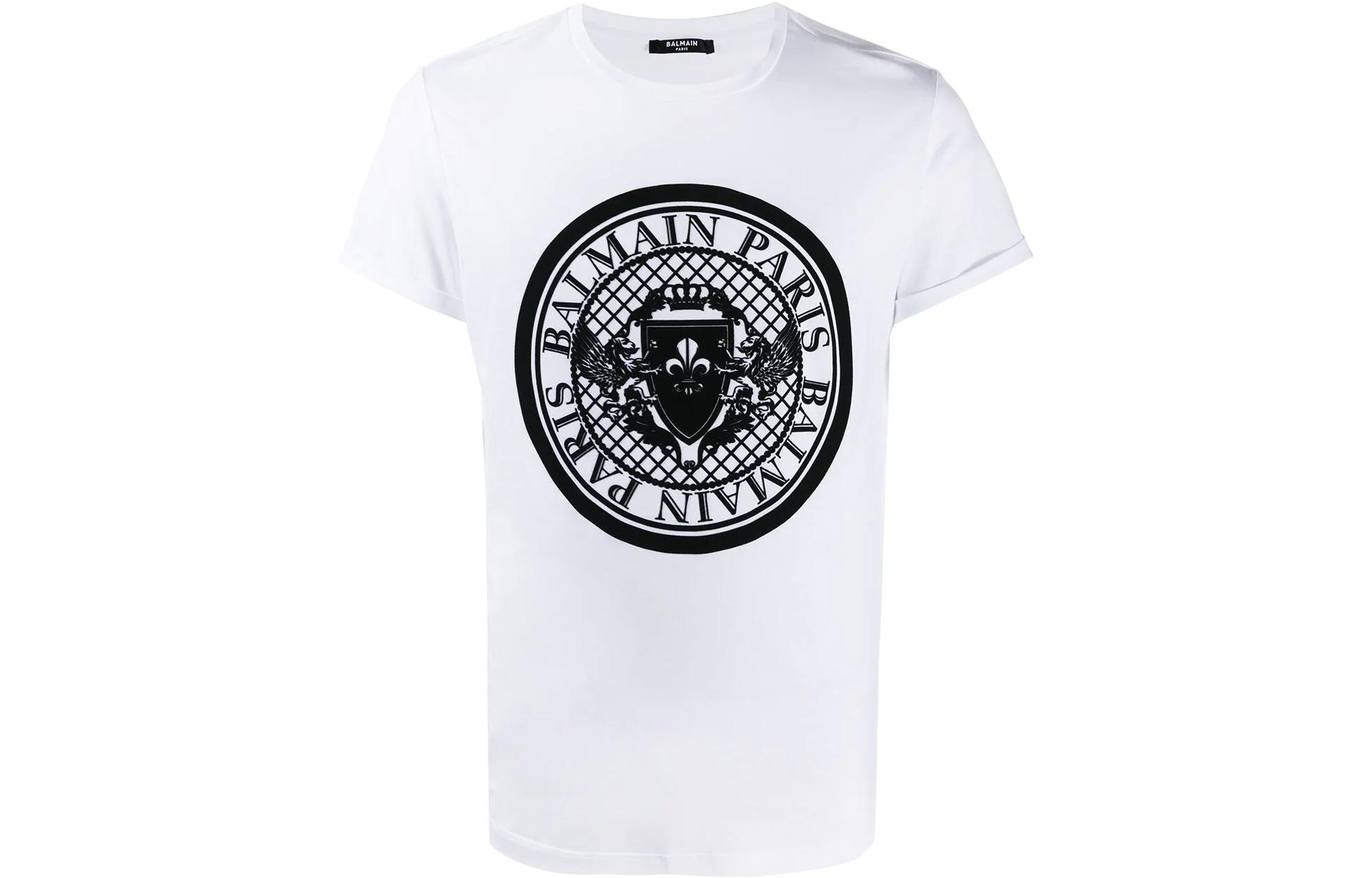 Order 巴尔曼 SS23 白色短袖Logo印花圆领T恤 VH0EF01-0B030-0FA