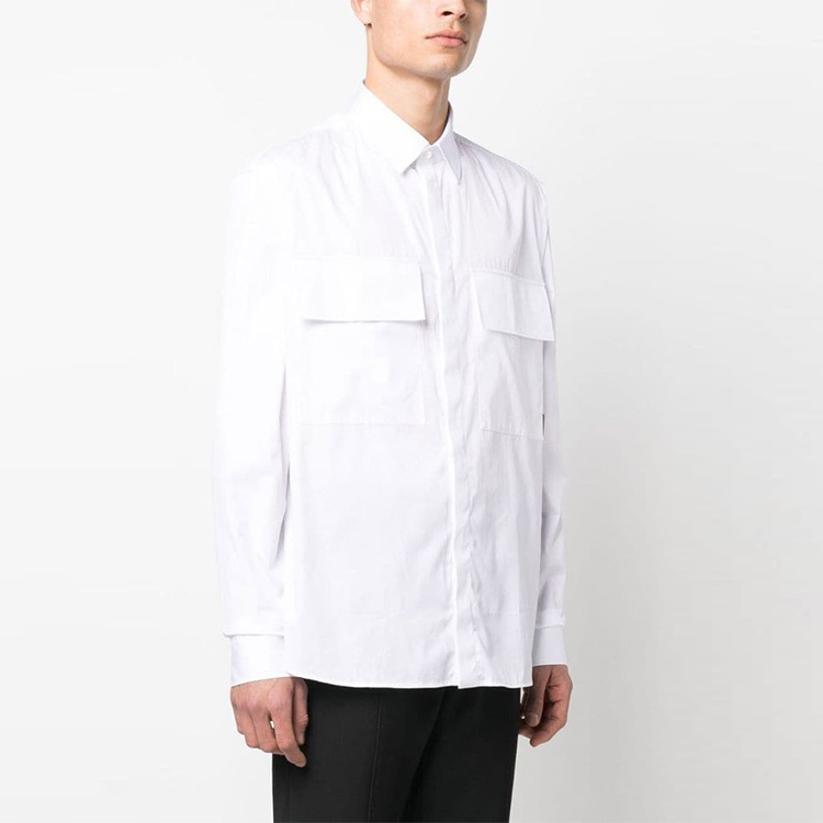 Purchase 巴尔曼 SS23 白色长袖衬衫带口袋细节 AH1HS180CB27-0FA
