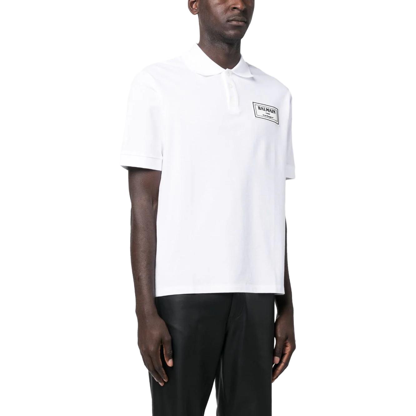 Purchase BALMAIN SS23 Baju Polo Putih dengan Cetakan Logo Huruf. AH2GB050-JD98-0FB