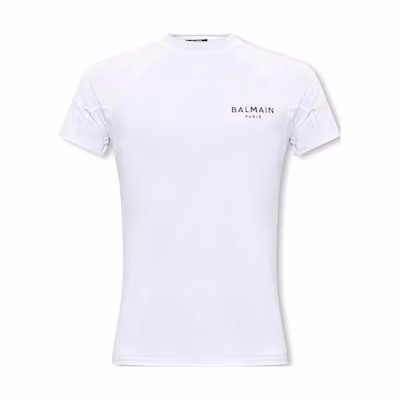 BALMAIN SS23 White Slim Fit Logo Crew Neck T-Shirt BWM350920-110