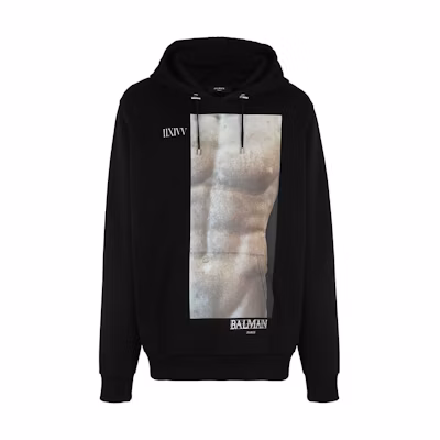 Balmain SS23 Ab Print Loose Hoodie in Black AH0JT047GC87-EGP