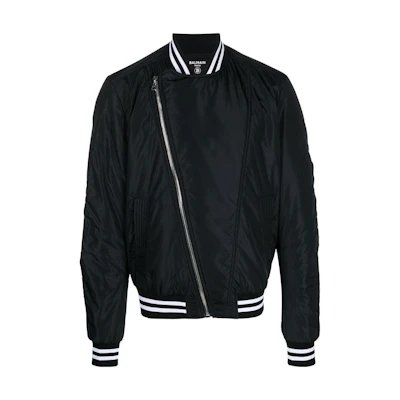 Balmain SS23 Asymmetric Logo Print Long Sleeve Zipper Jacket AH1TF086XE21-EAB