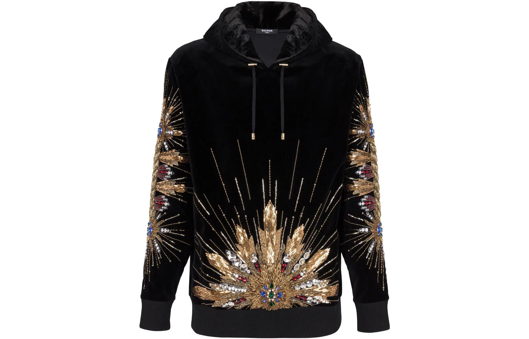 Balmain SS23 Black Casual Graphic Pullover Sweatshirt BH1JT046PB92-EAHC