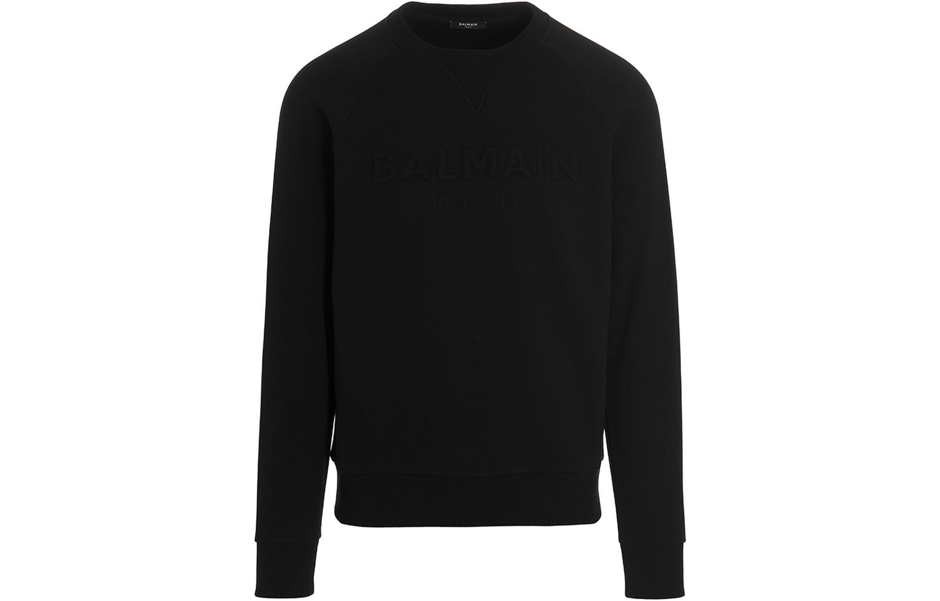 Balmain SS23 Black Crewneck Pullover Sweatshirt AH1JQ005BB200PA