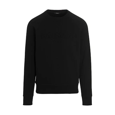 Balmain SS23 Black Crewneck Pullover Sweatshirt AH1JQ005BB200PA