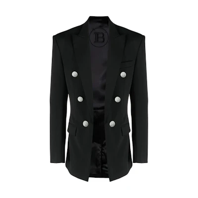 Balmain SS23 Black Double-Breasted Long Sleeve Jacket AH1SG045JE94-0PA