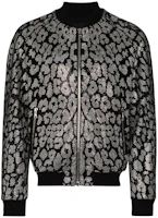 Balmain SS23 Black Leopard Print Rhinestone Bomber Jacket UH48878Z540-0PA Balmain SS23 Black Leopard Print Rhinestone Bomber Jacket UH48878Z540-0PA