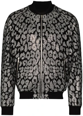Balmain SS23 Black Leopard Print Rhinestone Bomber Jacket UH48878Z540-0PA Buy Balmain SS23 Black Leopard Print Rhinestone Bomber Jacket UH48878Z540-0PA