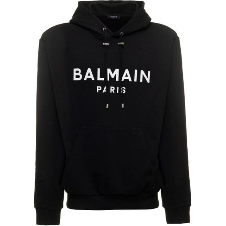 Balmain SS23 Black Logo Letter Print Sweatshirt BH1JR002BB65-EAB
