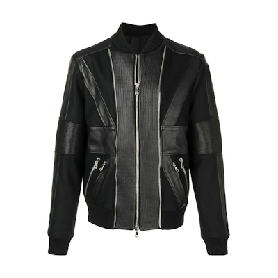 Balmain SS23 Black Patchwork Zip-Up Jacket W8H2873T158-176