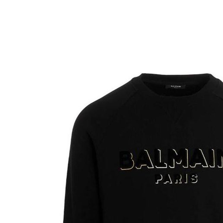 Details for Balmain SS23 Black Pullover Sweatshirt with Logo Print AH1JQ005BB99