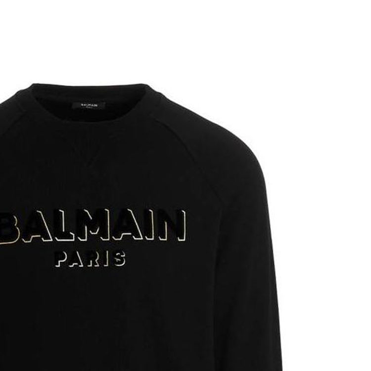 Sizing Balmain SS23 Black Pullover Sweatshirt with Logo Print AH1JQ005BB99