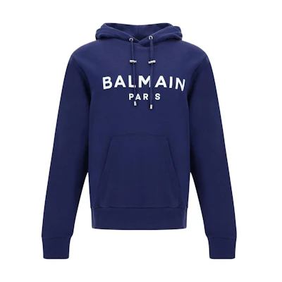 Balmain SS23 Blue Sweatshirt with Solid Letter Print Design BH1JR002-BB65-SJW