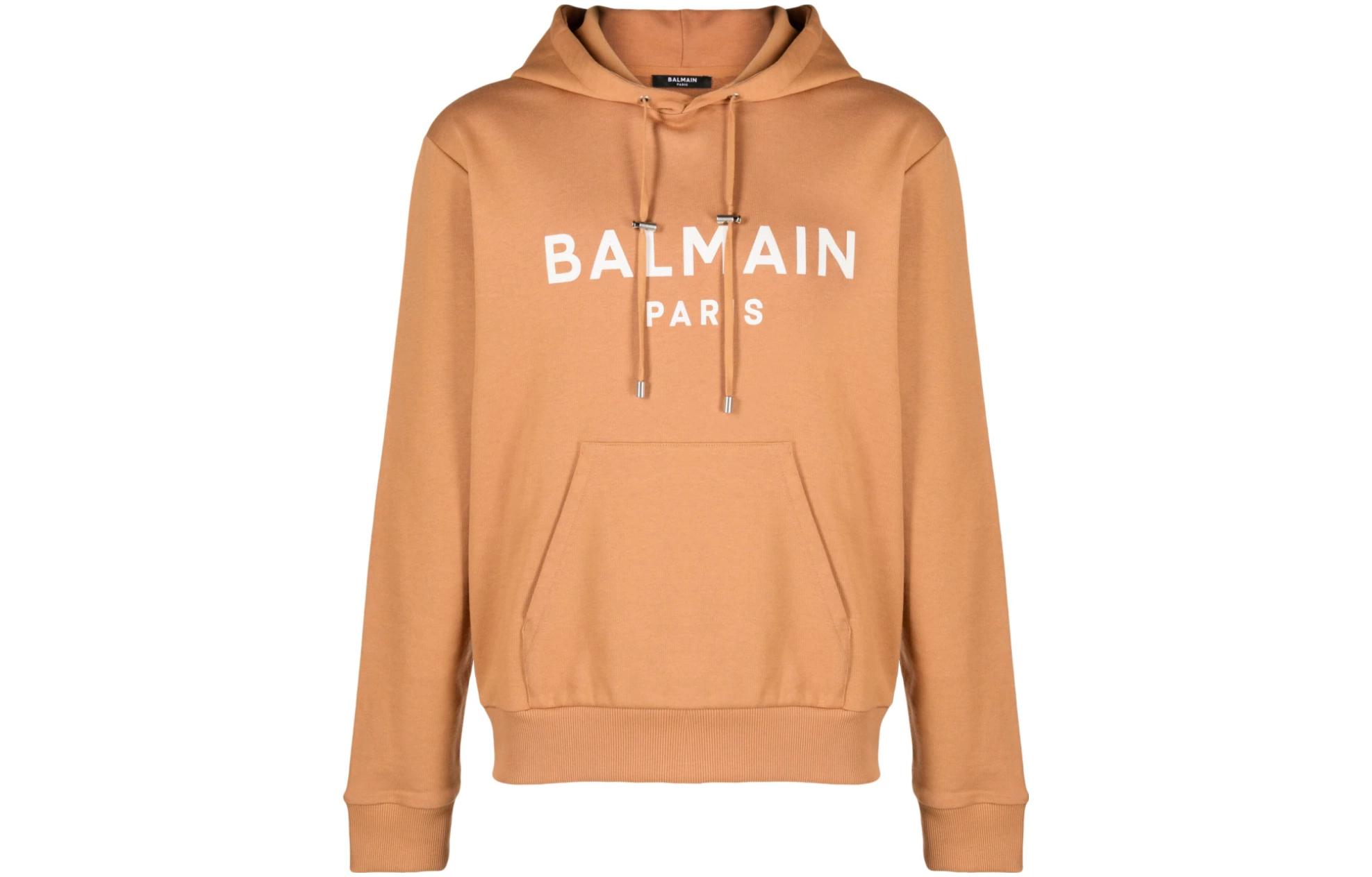 Balmain SS23 Colorblock Logo Print Pullover Hoodie Men’s Long Sleeve AH0JR002BB65-WCE