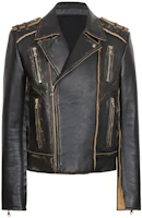 Balmain SS23 Distressed Leather Zip Asymmetric Jacket Black AH0TD174LC04EAI Balmain SS23 Distressed Leather Zip Asymmetric Jacket Black AH0TD174LC04EAI