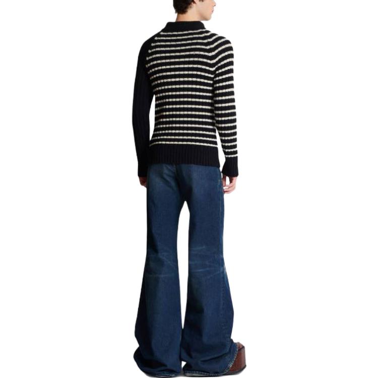 Purchase BALMAIN 2023春夏条纹压纹纽扣针织毛衣 黑色款 男女同款 BU1KF090KE84-ECJ