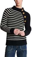 Details for BALMAIN SS23 浮雕鈕扣條紋針織毛衣 中性款 - 黑色。 BU1KF090KE84-ECJ