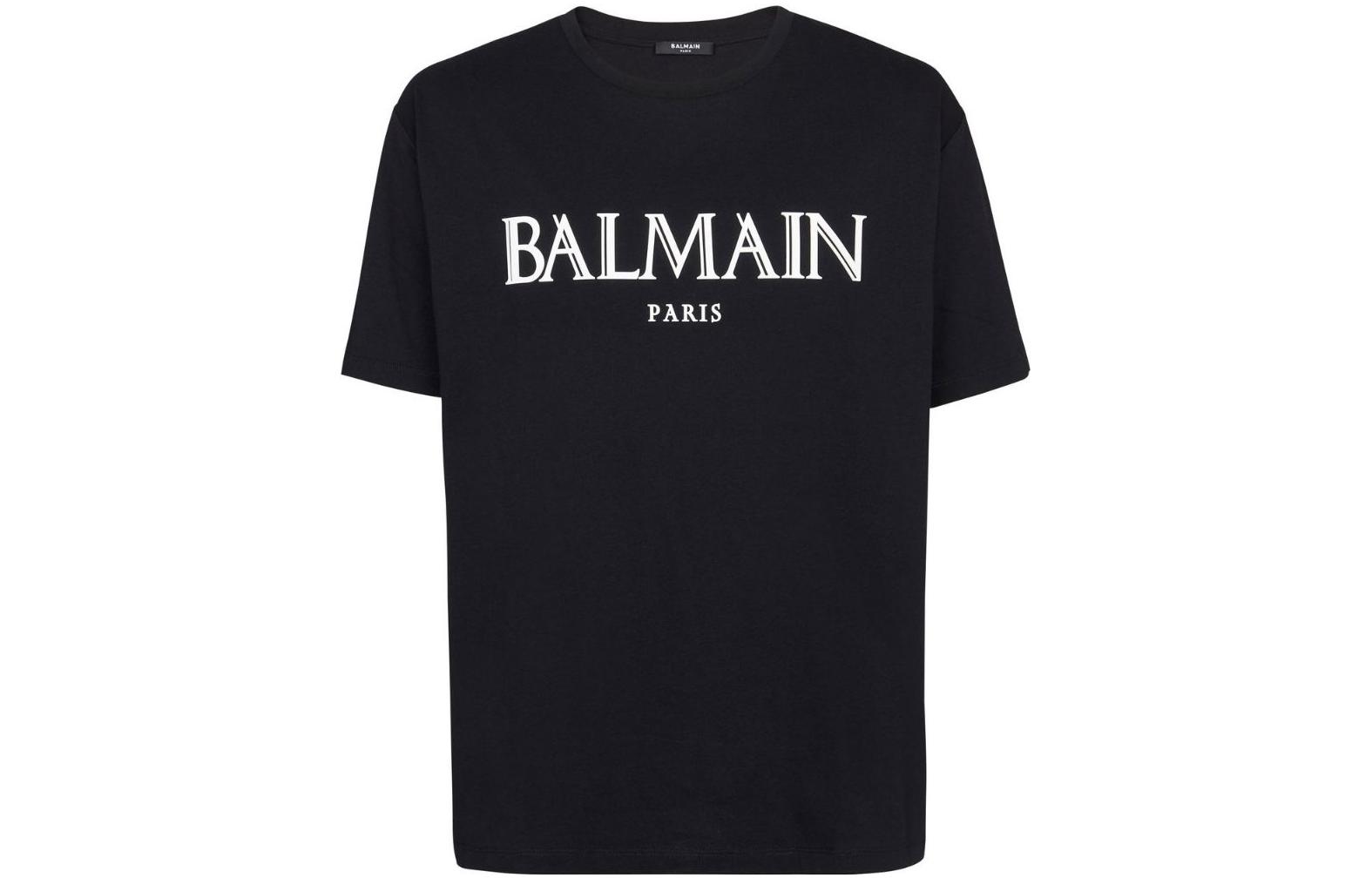 BALMAIN SS23 Embossed Logo Crewneck Unisex T-Shirt - Black. AH0EG000BC27-EAB