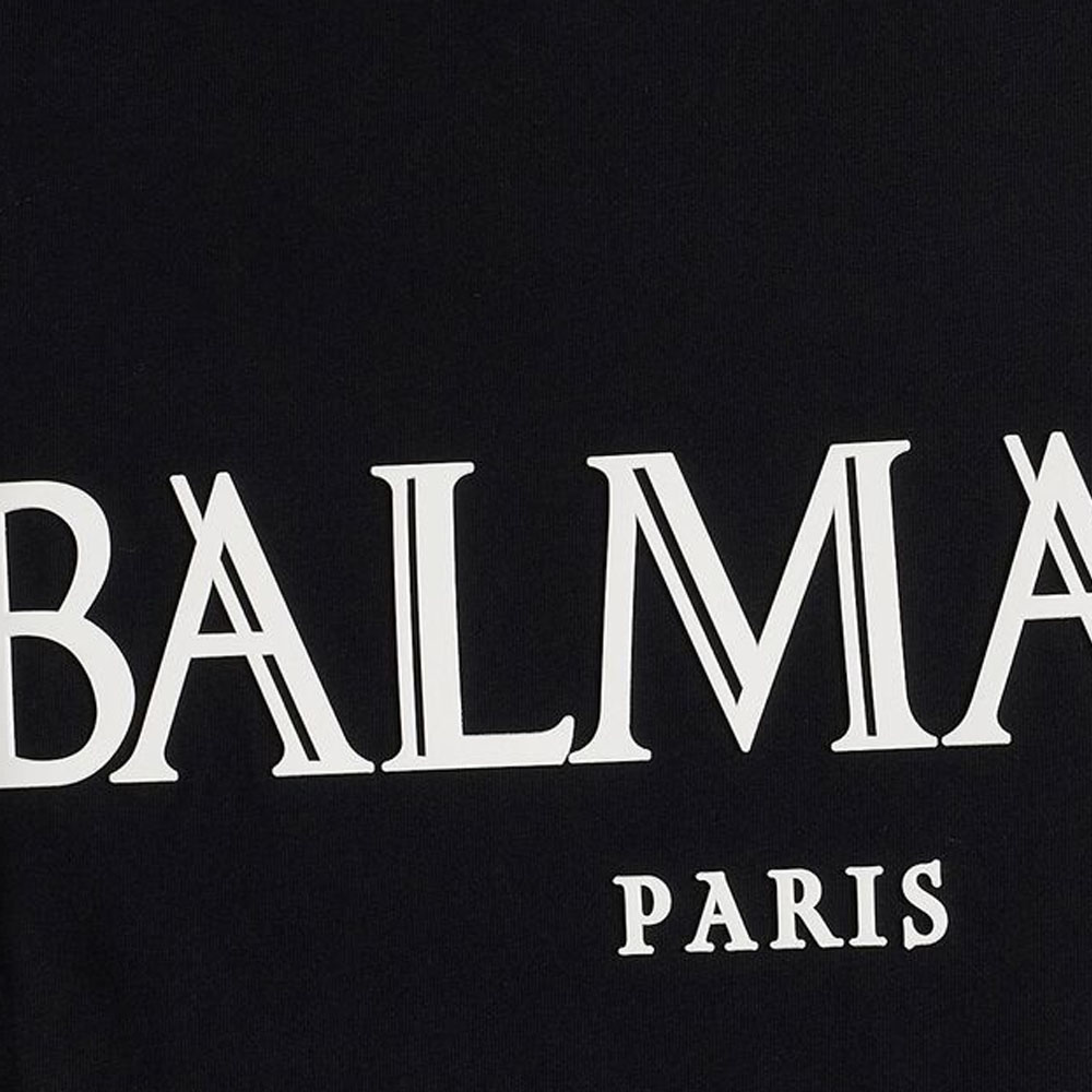 Sizing 巴尔曼SS23浮雕Logo男女同款黑色圆领T恤 AH0EG000BC27-EAB