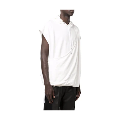 Balmain SS23 Layered Drawstring Hoodie Short Sleeve White XH0JL005-JC99-0FA