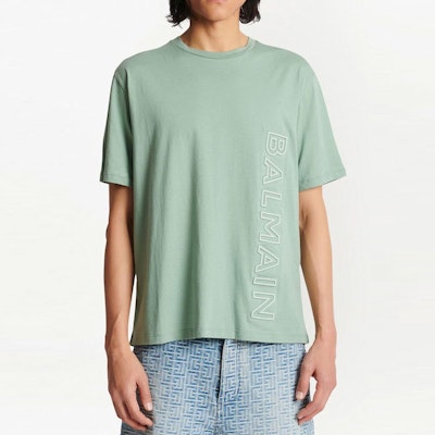 バルマン SS23 レターグラフィック プリント 半袖クルーネック Tシャツ ジェイドグリーン メンズ. AH0EG010BC22UES Purchase バルマン SS23 レターグラフィック プリント 半袖クルーネック Tシャツ ジェイドグリーン メンズ. AH0EG010BC22UES