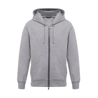 Balmain SS23 Letter Print Drawstring Hoodie Grey Long Sleeve VH1JR010B033-9UB
