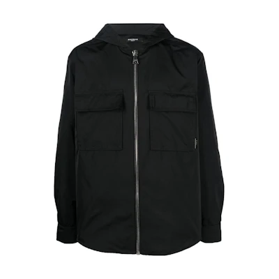 Balmain SS23 Lightweight Hooded Utility Jacket Black AH1HD026XE13-OPA