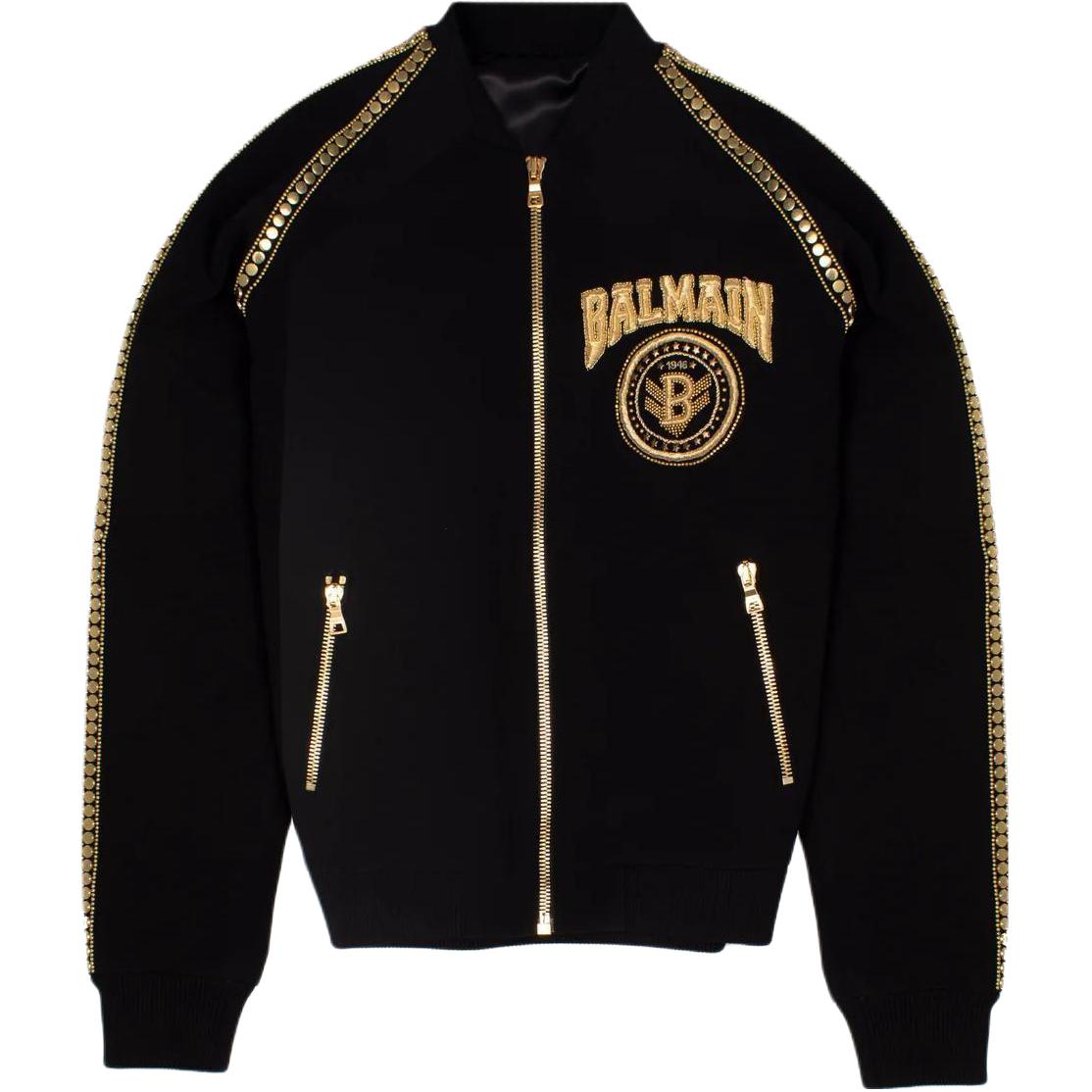 Balmain SS23 Logo Patch Zip Bomber Jacket XH1TF010PB06-EAD