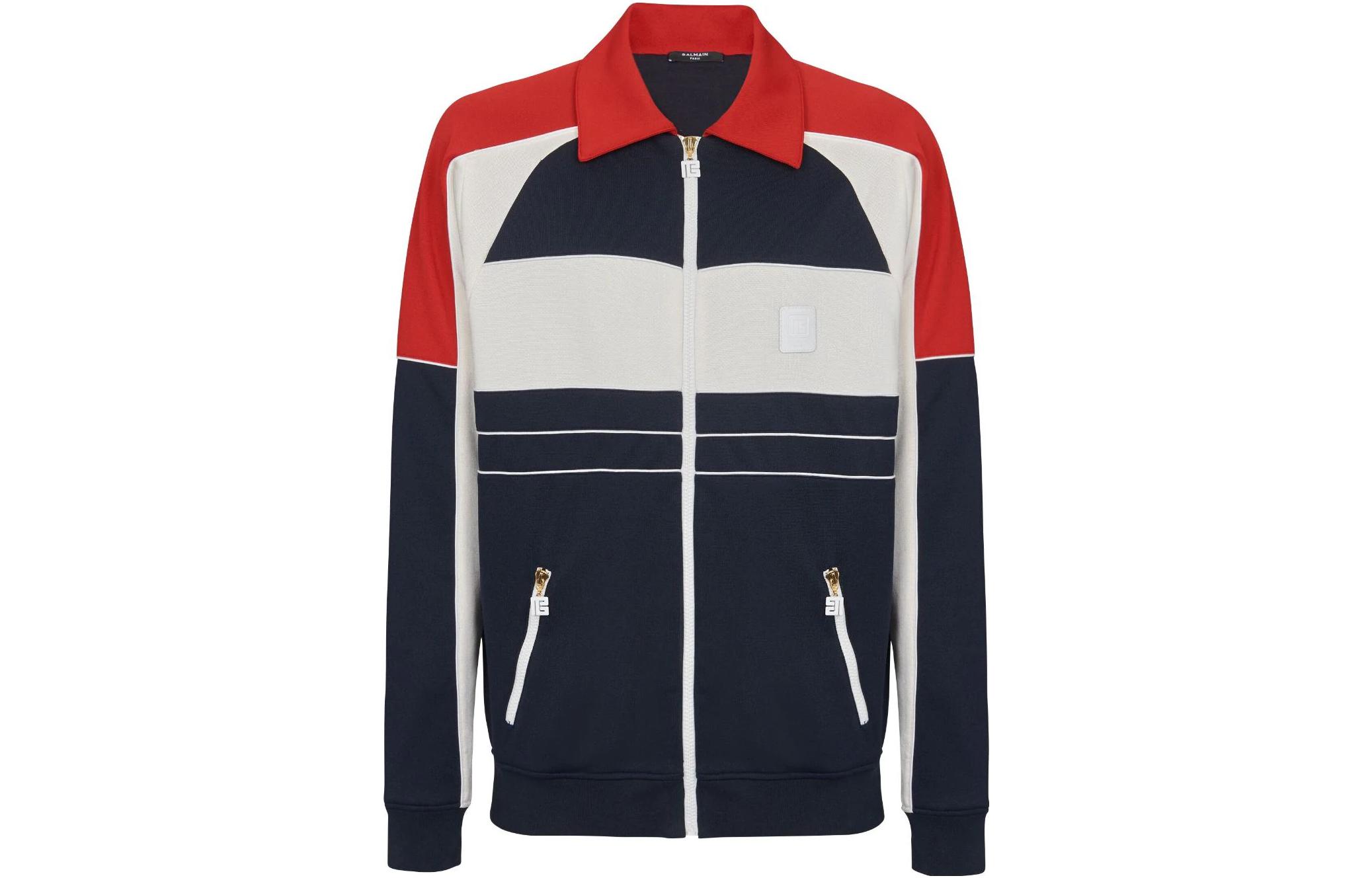 Balmain SS23 Logo Patchwork Colorblock Jacket Multi-Color BH1TF435JG70-SJV