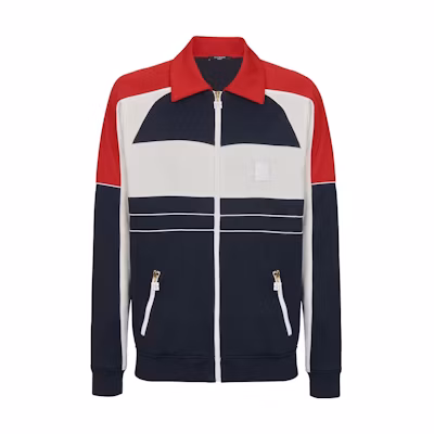 Balmain SS23 Logo Patchwork Colorblock Jacket Multi-Color BH1TF435JG70-SJV