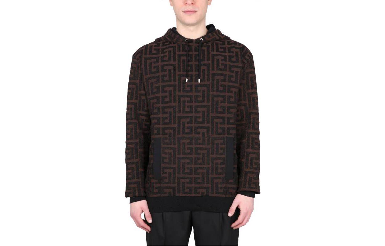 Balmain SS23 Logo Print All-Over Drawstring Hoodie Multicolor () AH0JR070KE24-WBY