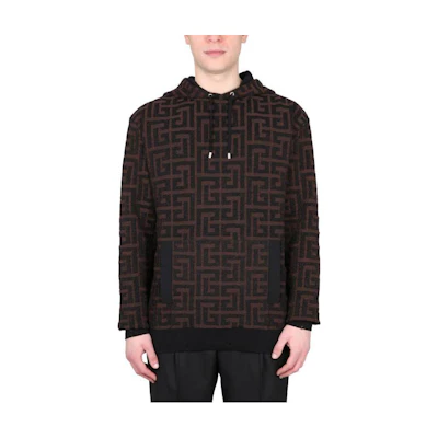 Balmain SS23 Logo Print All-Over Drawstring Hoodie Multicolor () AH0JR070KE24-WBY