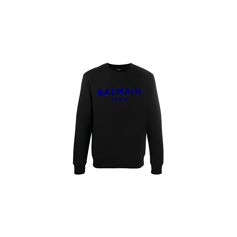 Balmain SS23 Logo Print Crewneck Casual Long Sleeve Sweatshirt Black () VH1JQ040-B075-EBX