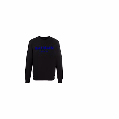 Balmain SS23 Logo Print Crewneck Casual Long Sleeve Sweatshirt Black () VH1JQ040-B075-EBX