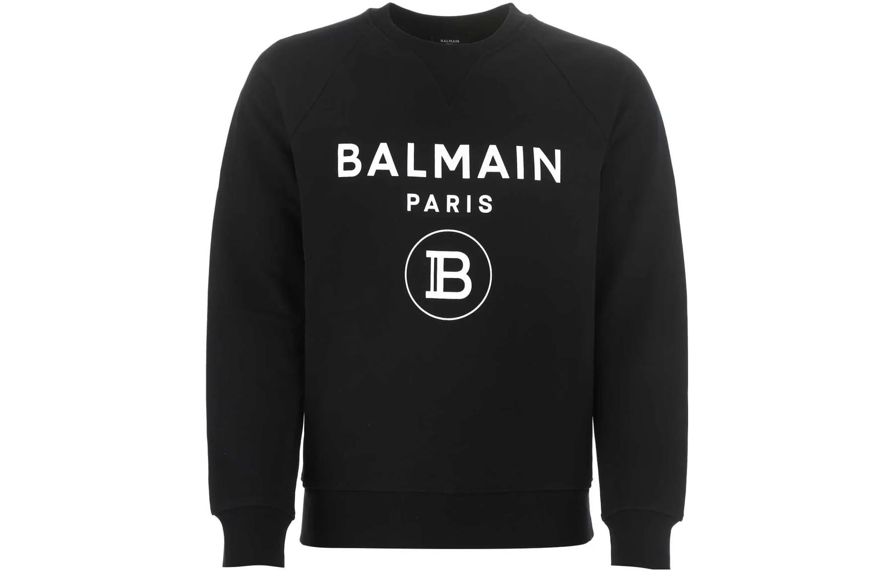 Balmain SS23 Logo Print Crewneck Sweatshirt Black VH0JQ005-B027-0PA