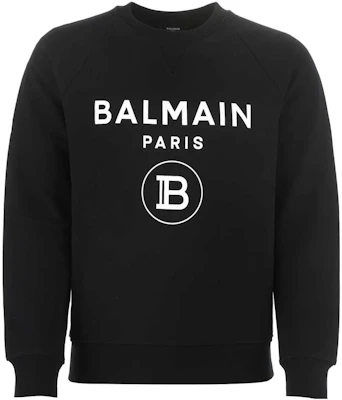 Balmain SS23 Logo Print Crewneck Sweatshirt Black VH0JQ005-B027-0PA Buy Balmain SS23 Logo Print Crewneck Sweatshirt Black VH0JQ005-B027-0PA