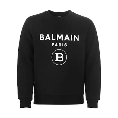 Balmain SS23 Logo Print Crewneck Sweatshirt Black VH0JQ005-B027-0PA