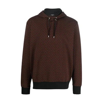 Balmain SS23 Logo Print Drawstring Hoodie Marron Brown AH0JR002JC97-WBY