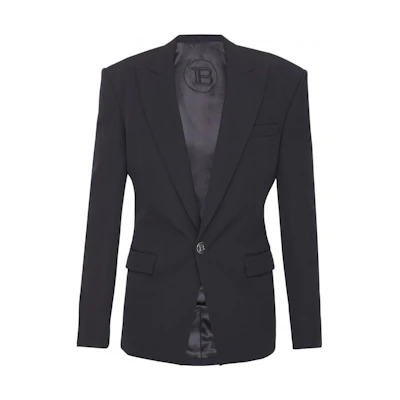 Balmain SS23 One-Button Solid Color Jacket Men’s Black BH1SE035-WC09-0PA