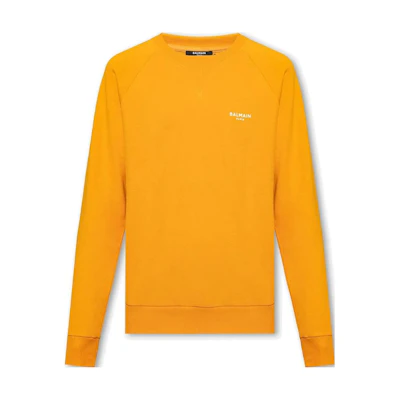 BALMAIN SS23 Orange Crewneck Sweatshirt with Letter Print. AH1JQ005BB04-KBJ