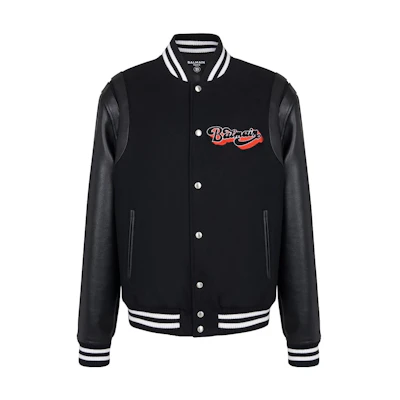 Balmain SS23 Pattern Logo Print Bomber Jacket Black BH1TF292WB72-0PA