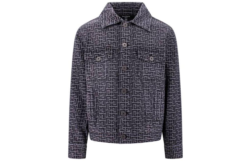 Balmain SS23 Pattern Print Single-Breasted Jacket Navy Blue Men’s BH1TC232DD680PC