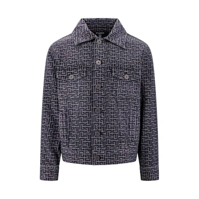 Balmain SS23 Pattern Print Single-Breasted Jacket Navy Blue Men’s BH1TC232DD680PC