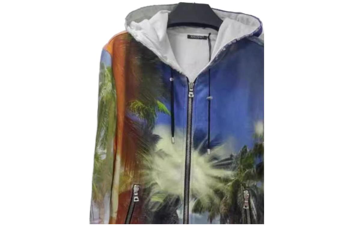 Balmain SS23 Printed Zip-Up Hoodie Jacket Multicolor RH13244I019-AAA